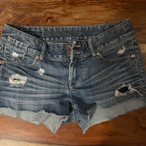 Express | Blue Distressed Jean Shorts